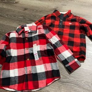 NWT Boys Flannel Shirt & Fleece Pullover